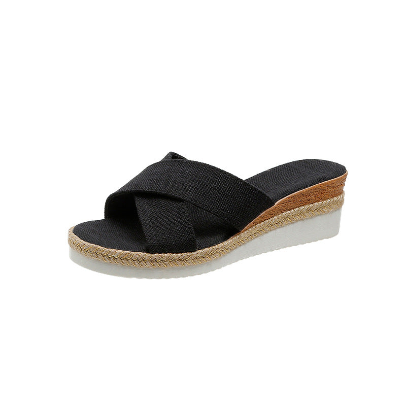 Plateau-Wedge-Pantoletten mit Kreuzriemen – Bild 3 | LuxeStyle