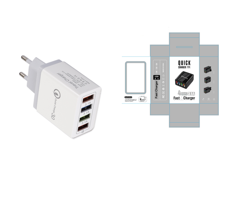 USB-Ladegerät mit 4 Ports und Quick Charge 3.0