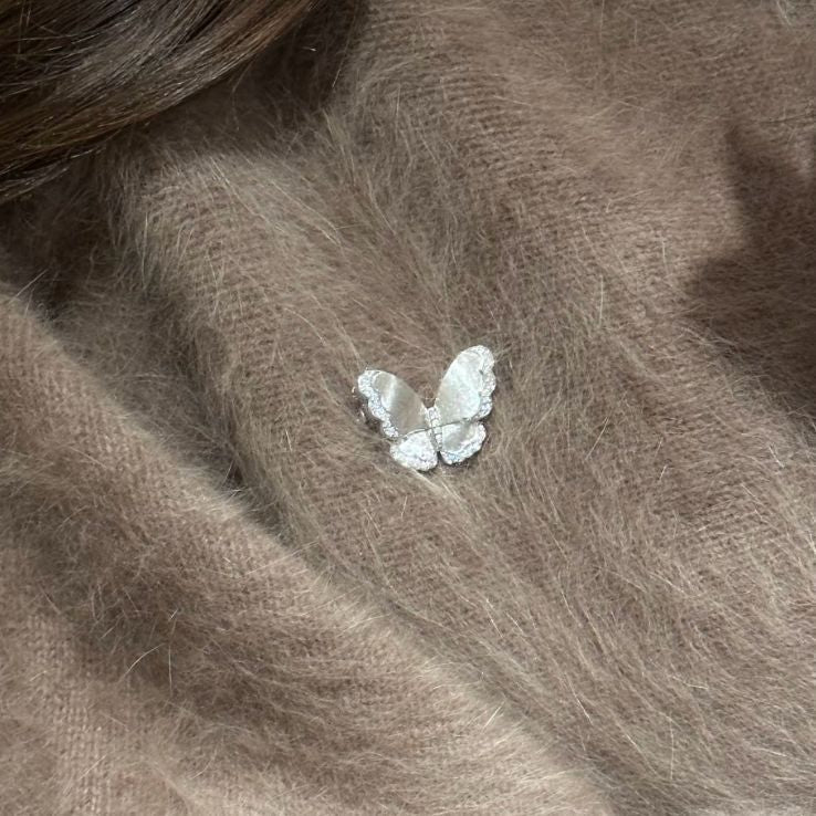 S925 Silber Gebürstete Schmetterlingsbrosche – Bild 6 | LuxeStyle
