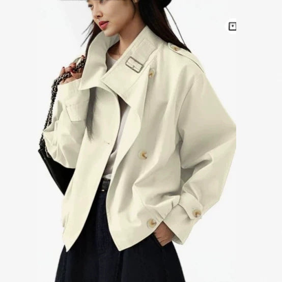 Retro-Trenchcoat mit Kordelb, beige – Bild 3 | LuxeStyle