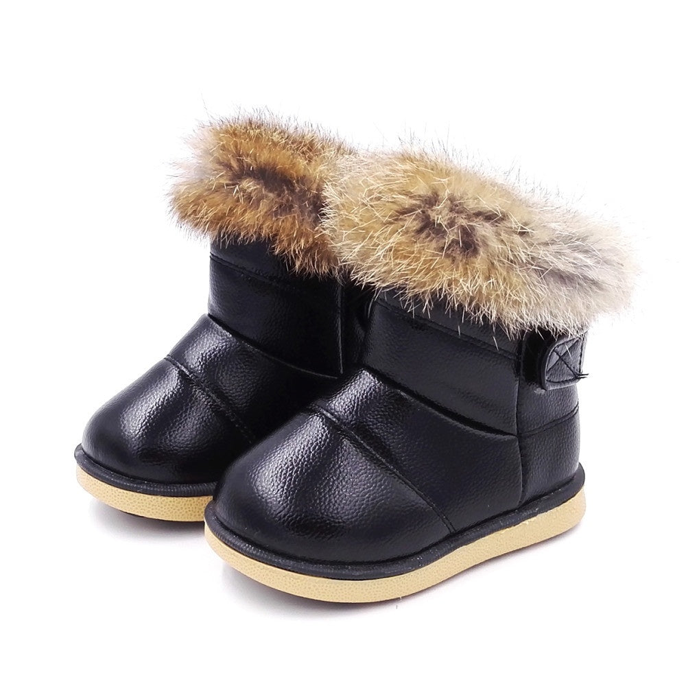 Wasserdichte Mädchen-Stiefel mit echtem Hasenfell