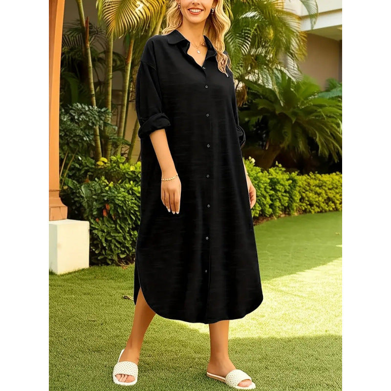 Midi-Bluse mit Reverskragen und Langarm – Bild 5 | LuxeStyle