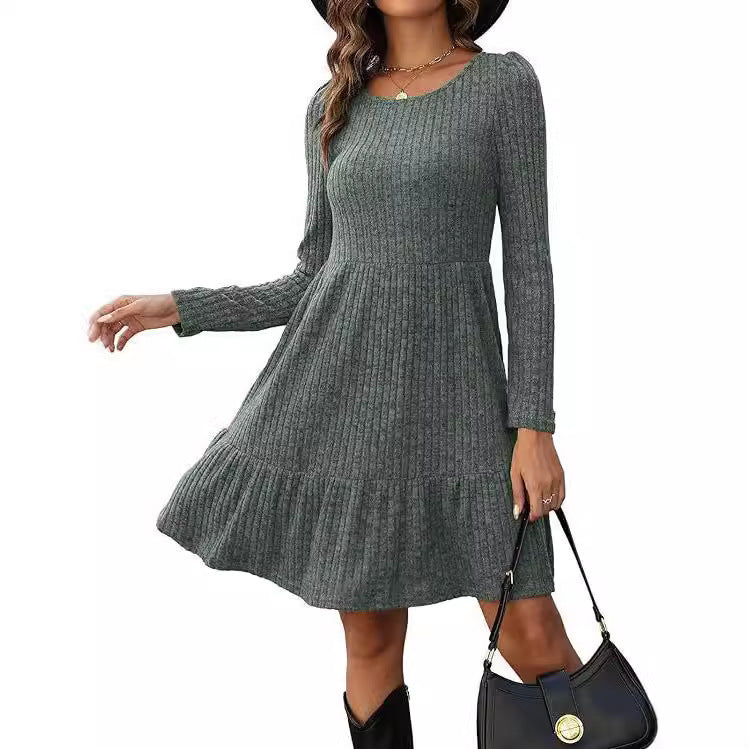Gestricktes A-Linien-Kleid mit Streifen – Bild 7 | LuxeStyle