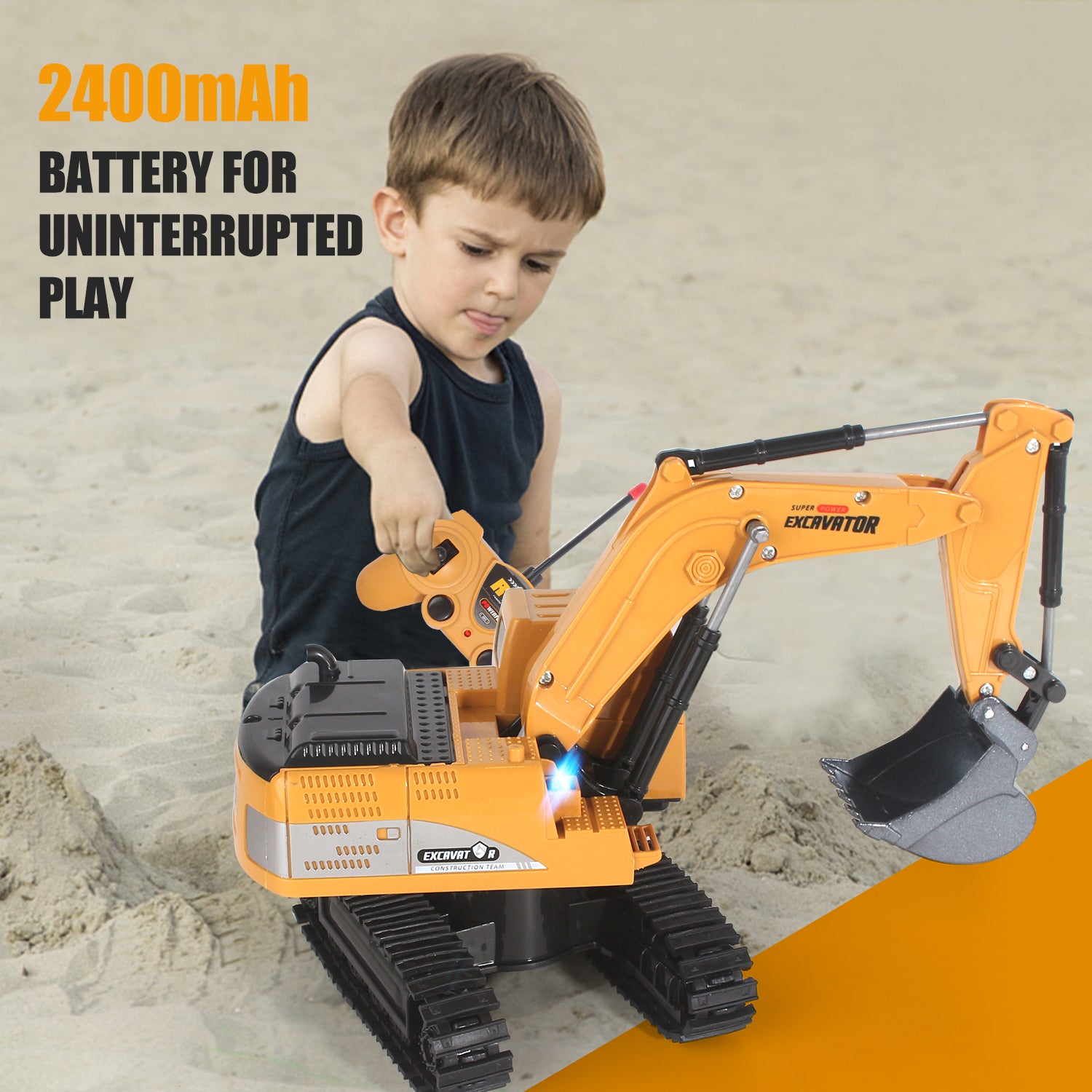 RC Bagger Spielzeug für Kinder (mit Licht & Sound)