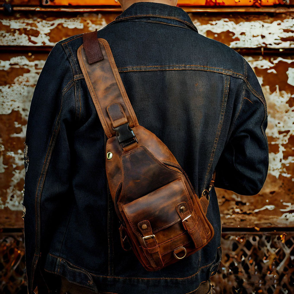 Vintage Leder Crossbody Bag für Herren – Ansicht 2