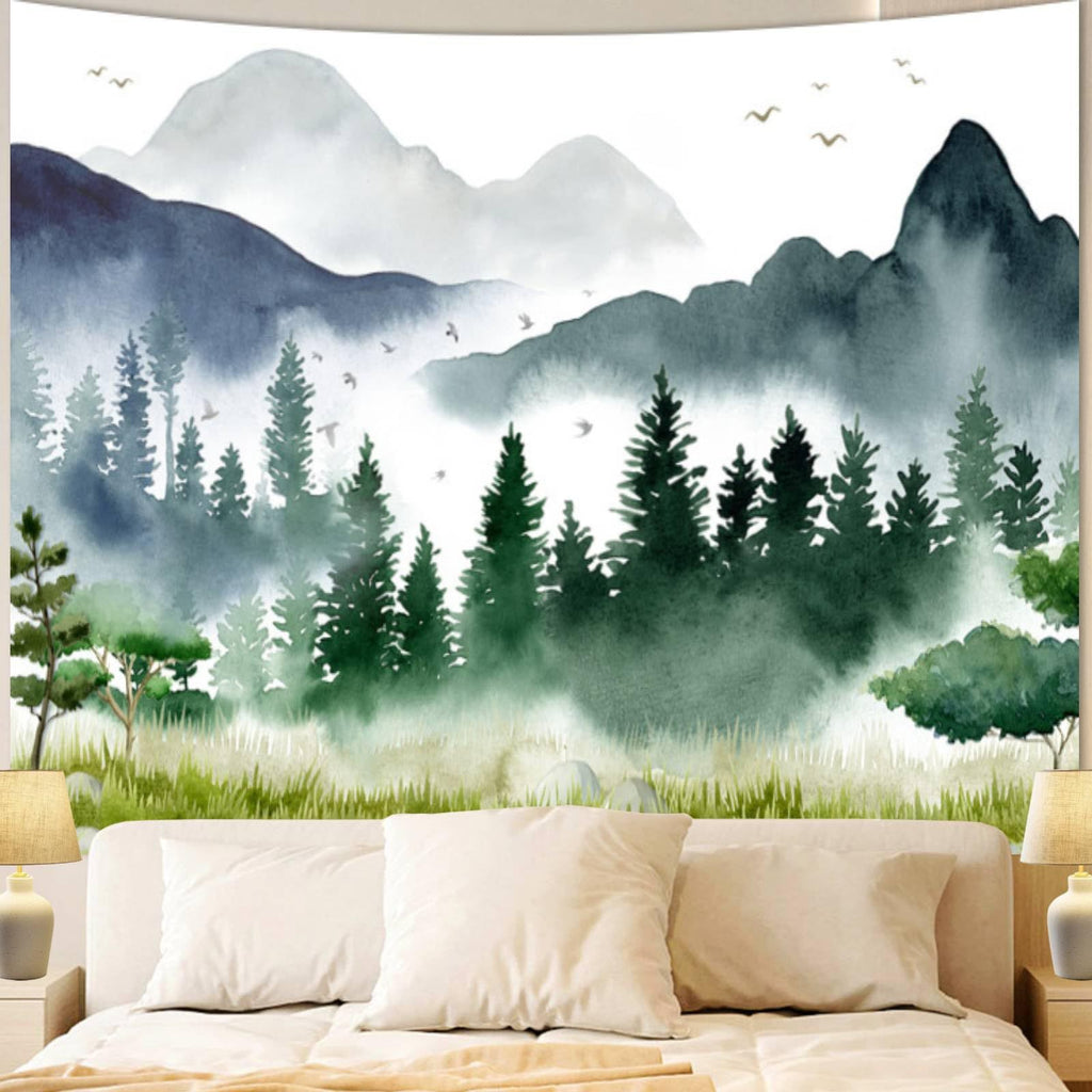 Wandbehang mit Bergnebel-Muster