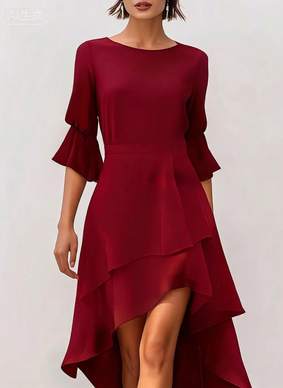 Unregelmässiges Kleid mit Rüschen – Bild 2 | LuxeStyle