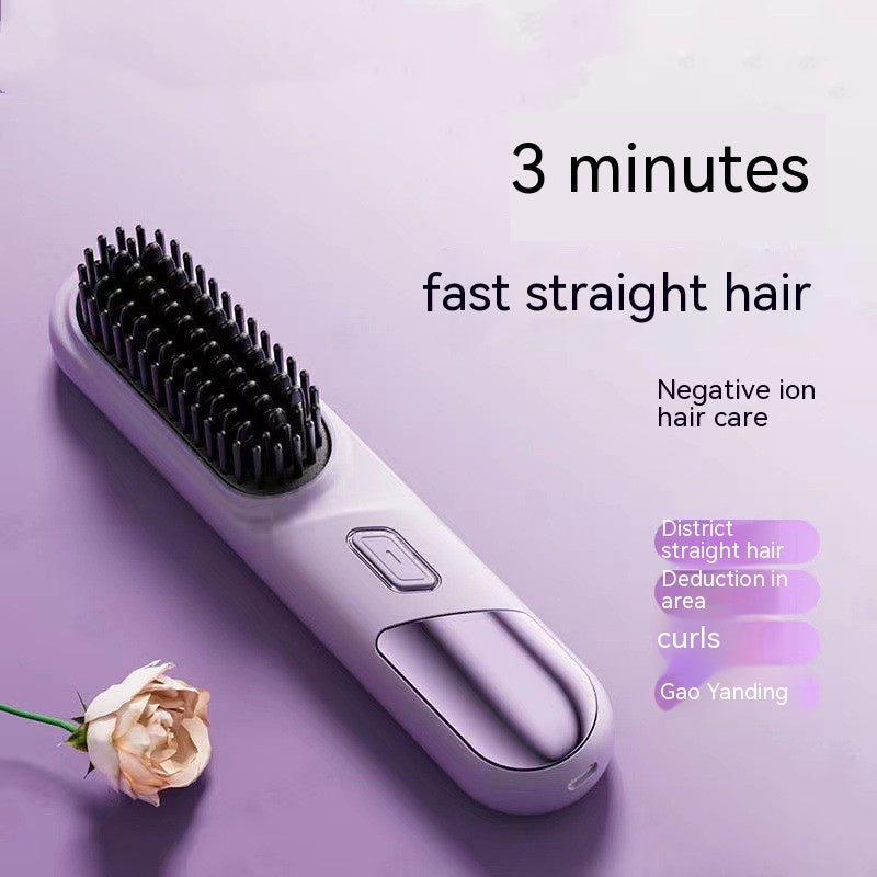 Kabelloser 2-in-1 Glättkamm mit Ionen-Pflege