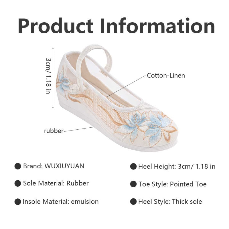 Bestickte Sommer-Mesh-Sandalen mit Keilabsatz