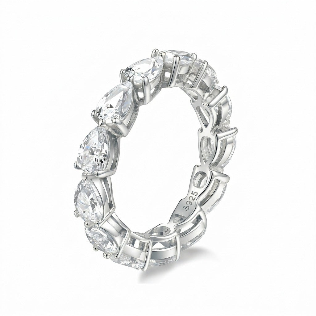 S925 Silberring mit Krappenfassung