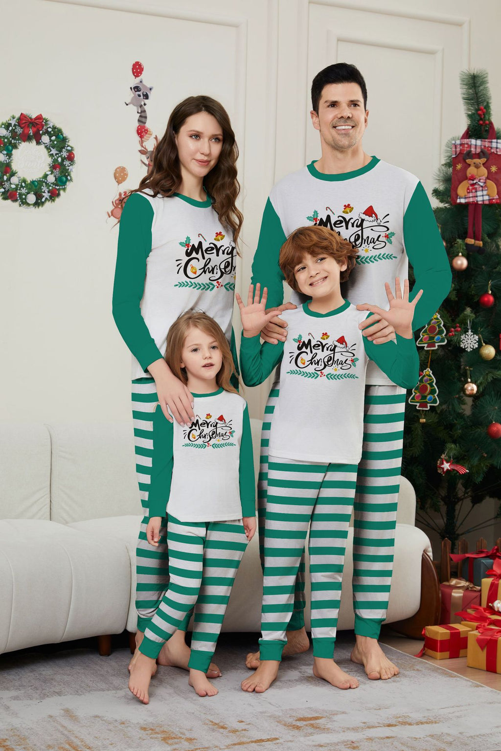 Weihnachts-Partnerlook Blau-Weiss Gestreift