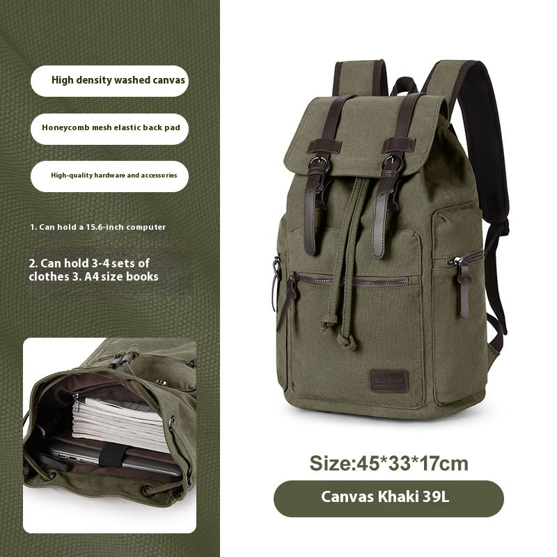 Retro Canvas Rucksack für Herren (Klein) – Bild 3 | LuxeStyle