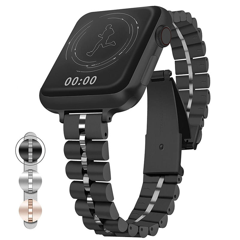 Uhrenarmband Edelstahl Halbkreis mit drei Perlen – Bild 2 | LuxeStyle