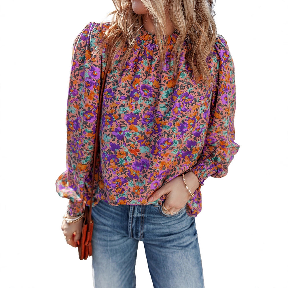 Chiffon-Bluse mit Blumenmuster und Rüschensaum – Bild 2 | LuxeStyle