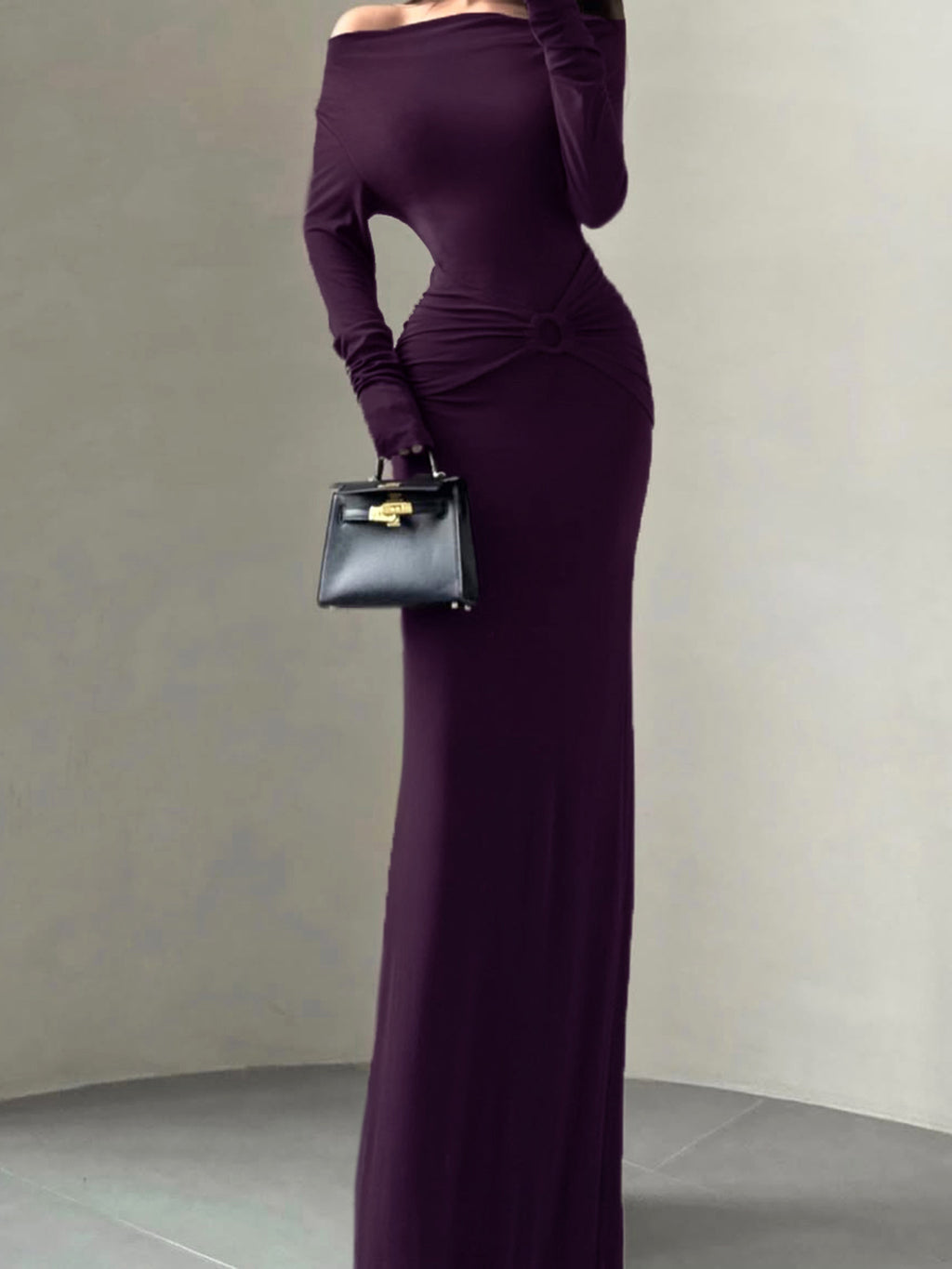 Lila Bodycon-Kleid mit hohem Taillenschnitt – Bild 3 | LuxeStyle