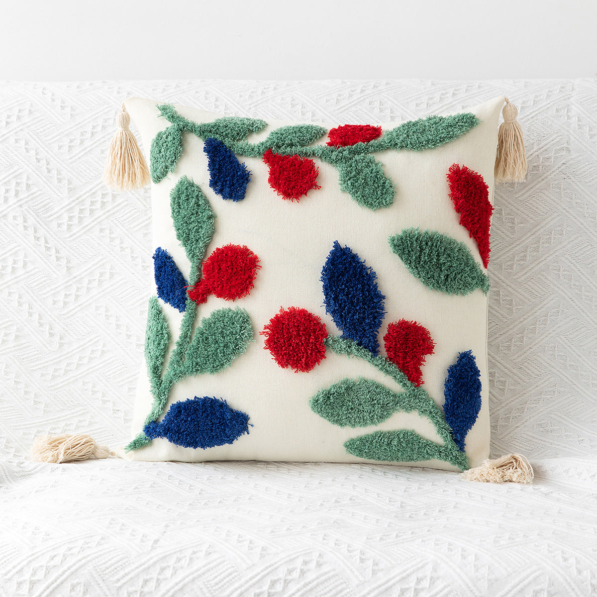 Boho Kissenhülle mit geometrischem Tufting