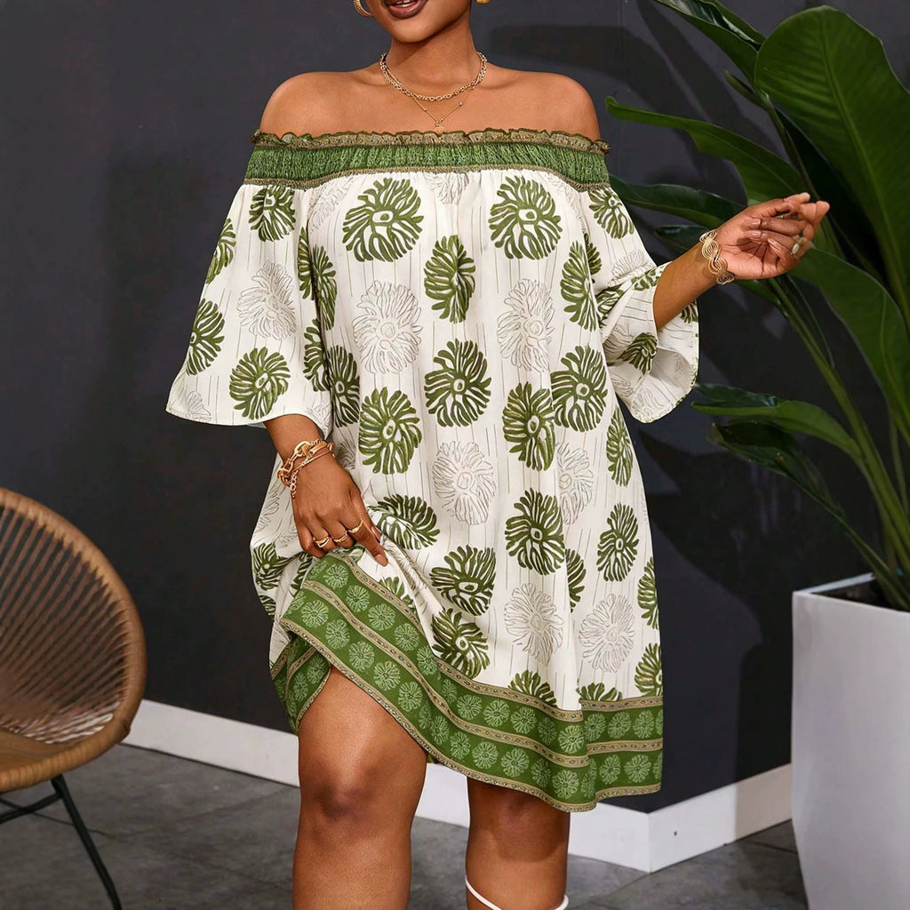 Elegantes A-Linien Kleid mit Print und Cut-Out