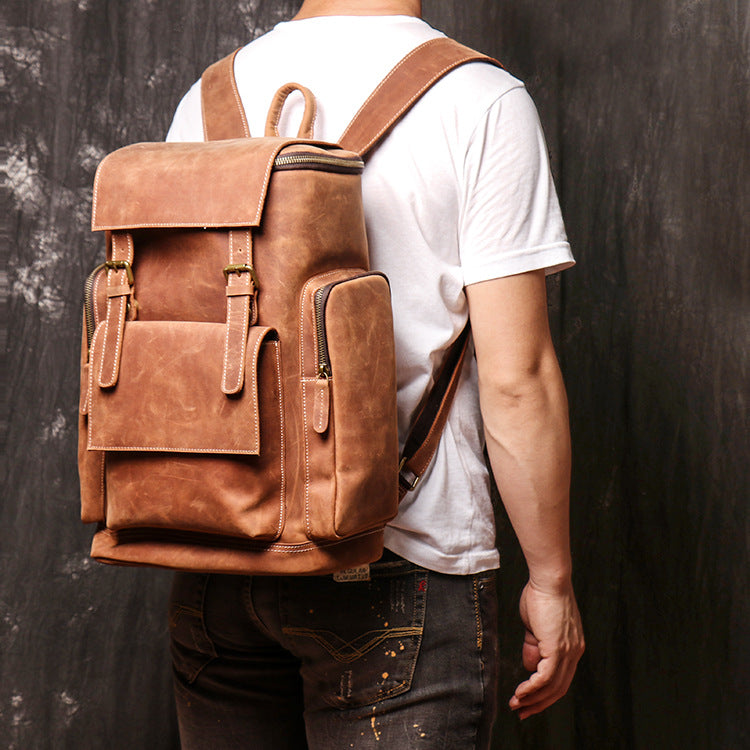 Leder-Laptop-Rucksack für Herren