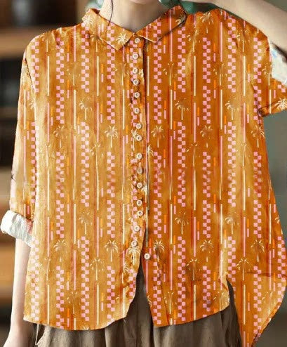 Loose-fit Bluse mit Print und Knopfleiste – Bild 3 | LuxeStyle
