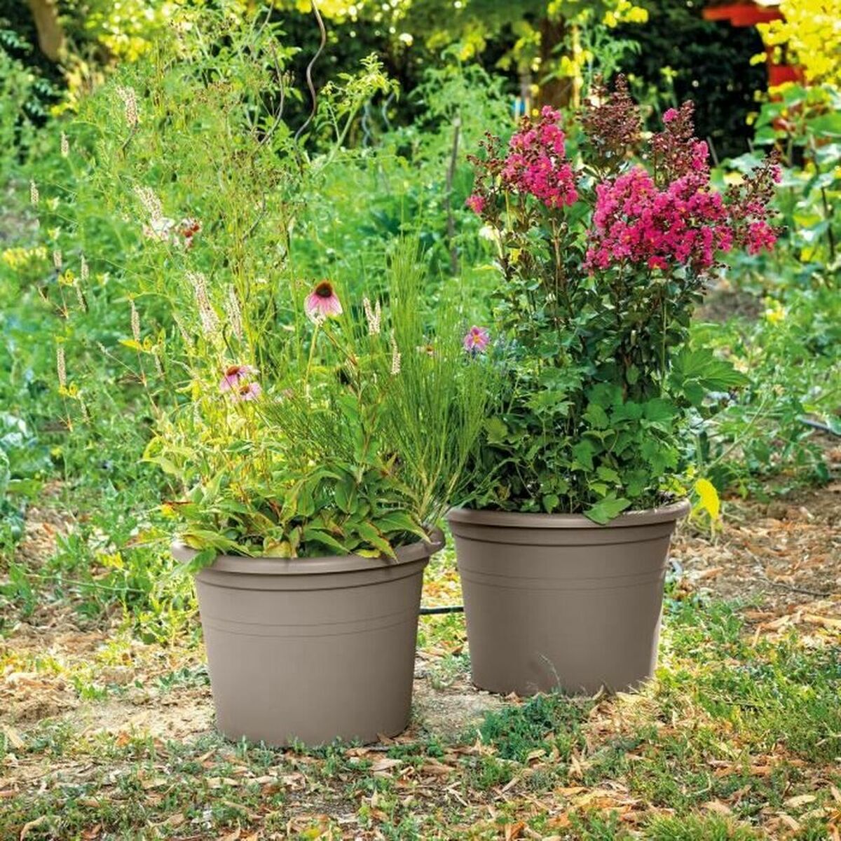 Eleganter 60cm Blumentopf Taupe – Ihr Garten-Highlight – Ansicht 2