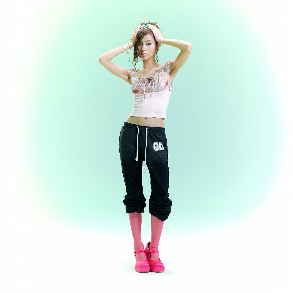 Retro-Freizeithose mit weitem Bein und Kordelzug
