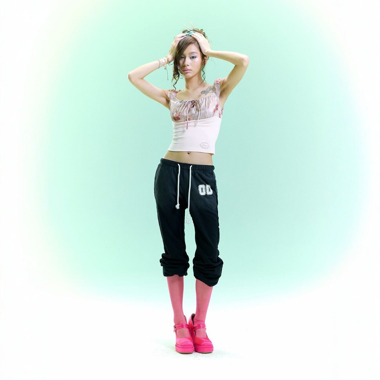 Retro-Freizeithose mit weitem Bein und Kordelzug