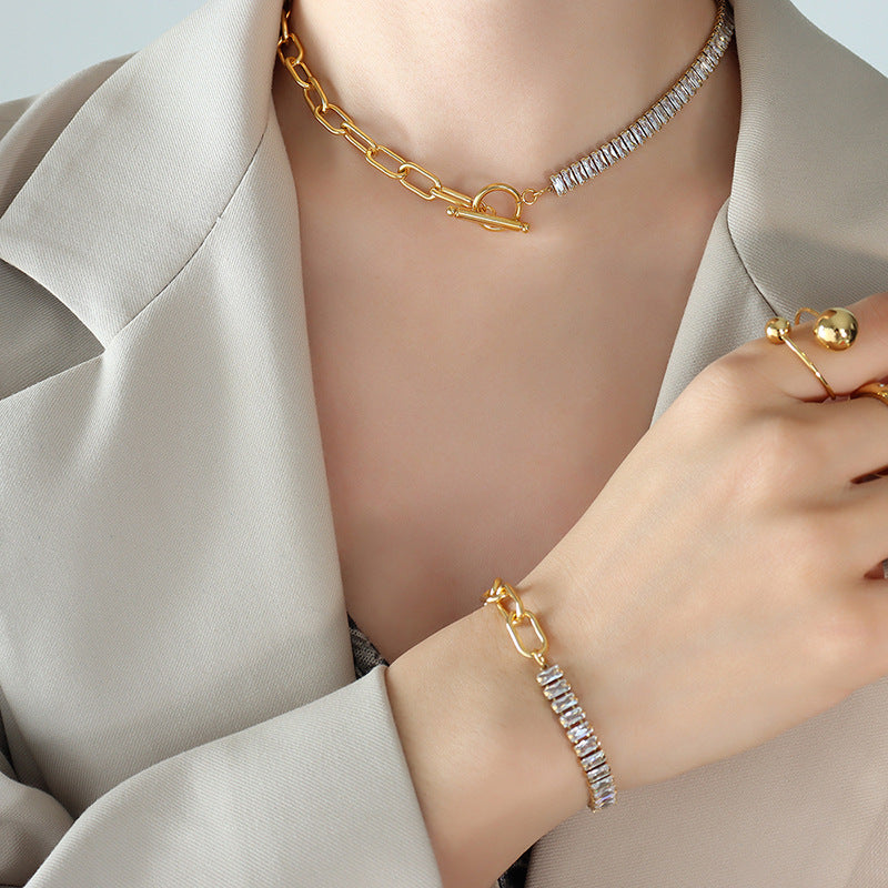 Funkelndes Zirkon OT-Verschluss Armband – Bild 3 | LuxeStyle