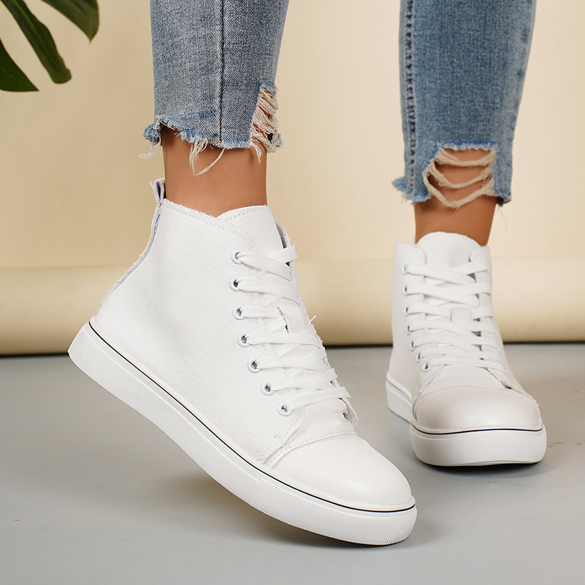 High-Top Stoffschuhe mit Blumenmuster