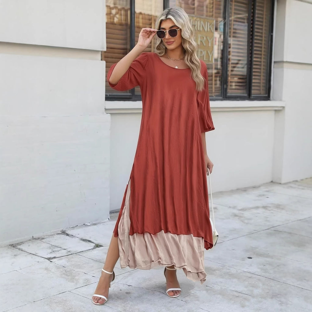 Langes Kleid im Lagenlook mit Dreiviertelarm – Bild 2 | LuxeStyle