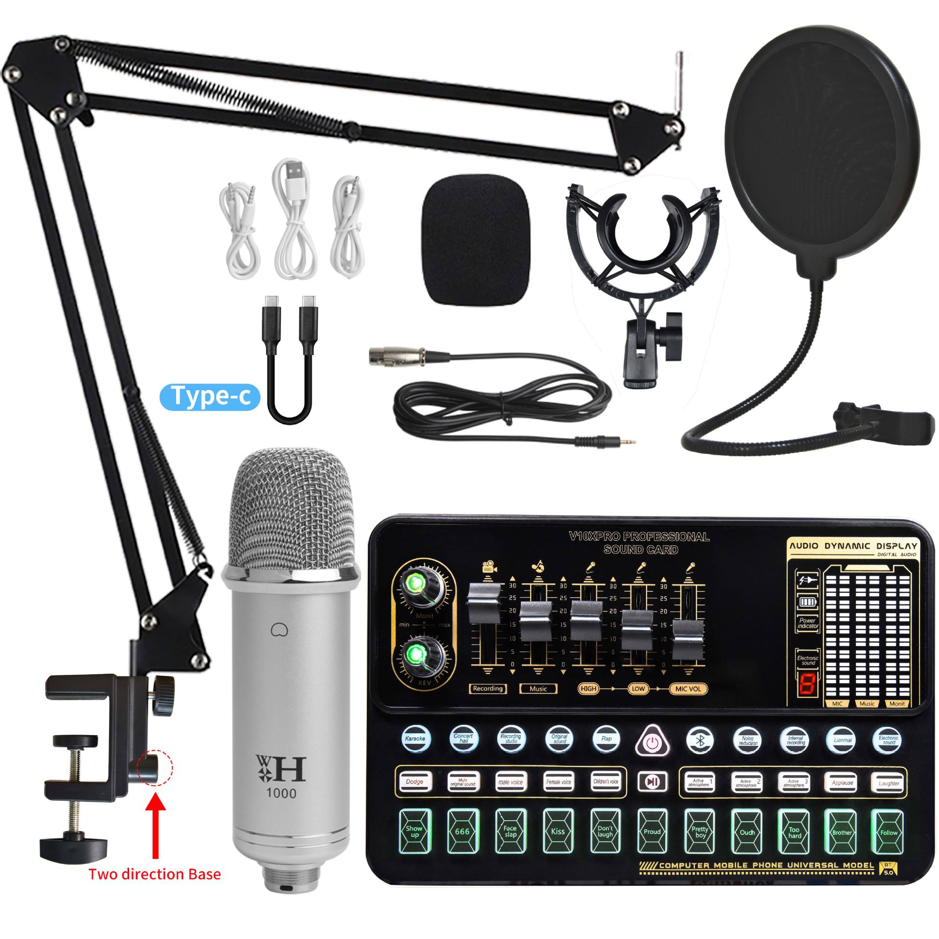 Live Broadcast Soundkarten-Set mit Kondensatormikrofon