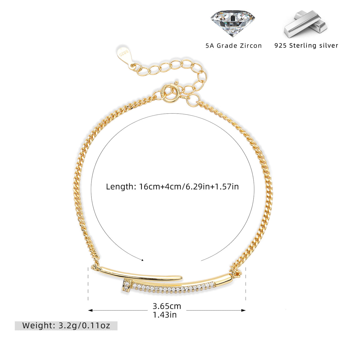 Armband aus 925er Silber mit Zirkonia-Nieten | LuxeStyle