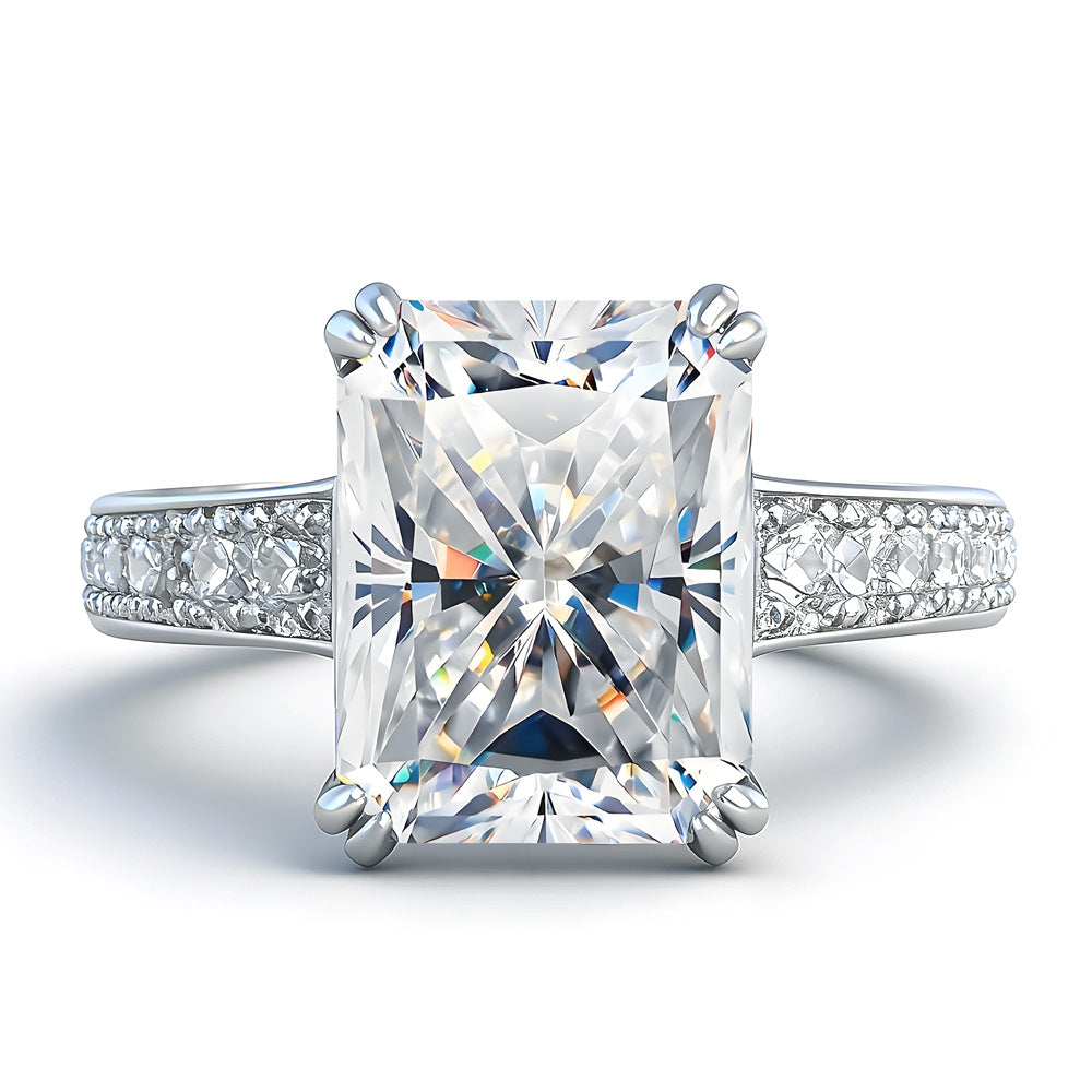Eleganter 4 Karat Radiant-Schliff S925 Silberring