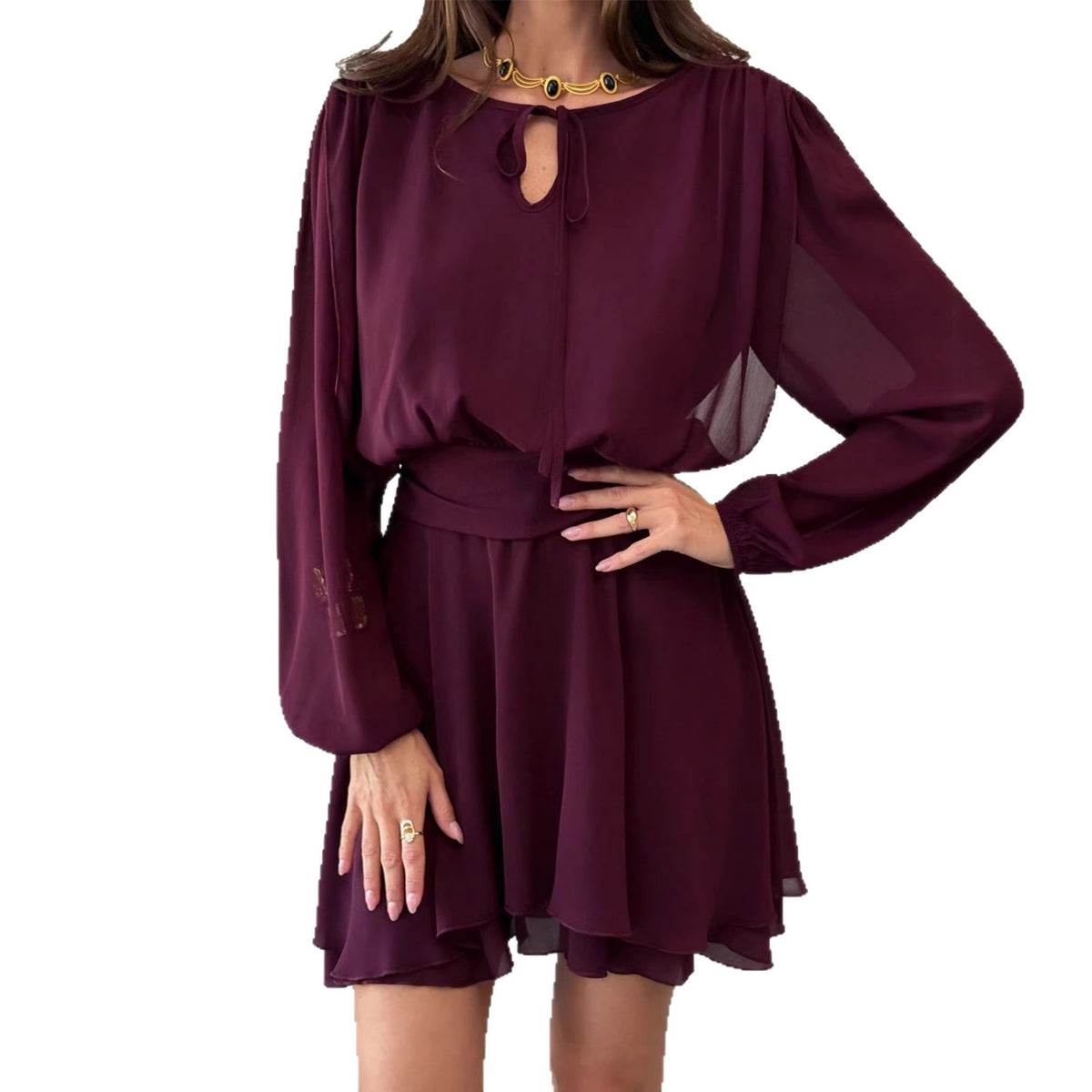 Figurbetontes A-Linien-Kleid mit Schnürung – Bild 5 | LuxeStyle