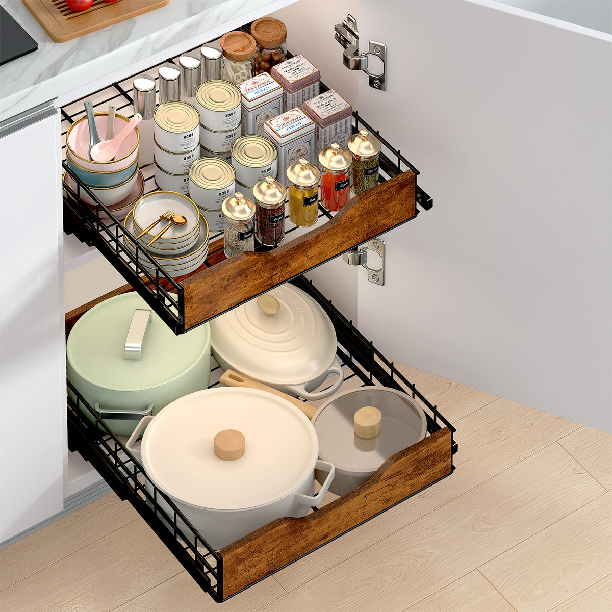 Ausziehbares Holz-Eisen-Regal – Bild 3 | LuxeStyle