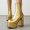 Damen-Stiefeletten mit Plateau und klobigem Absatz