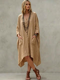 Lässiges V-Neck 3/4-Arm Kleid