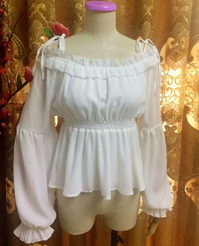 Chiffon Halter Top mit Laternenärmeln