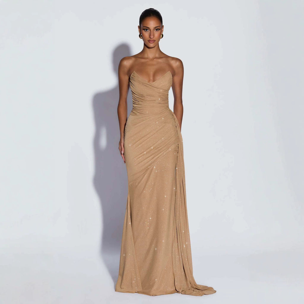 Glänzendes, trägerloses Abendkleid mit Taillenschnürung – Bild 9 | LuxeStyle
