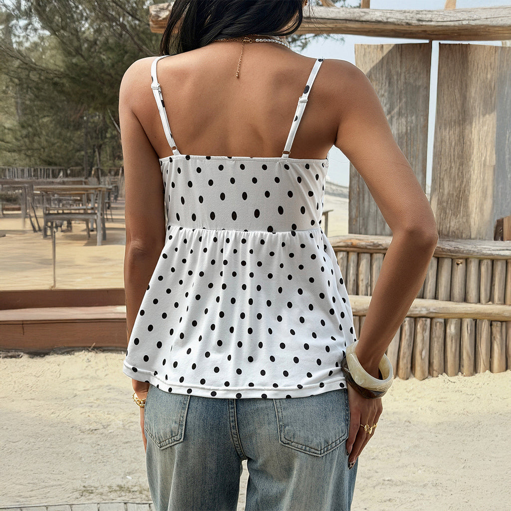 Y2K Lace Camisole Top mit Polka Dots