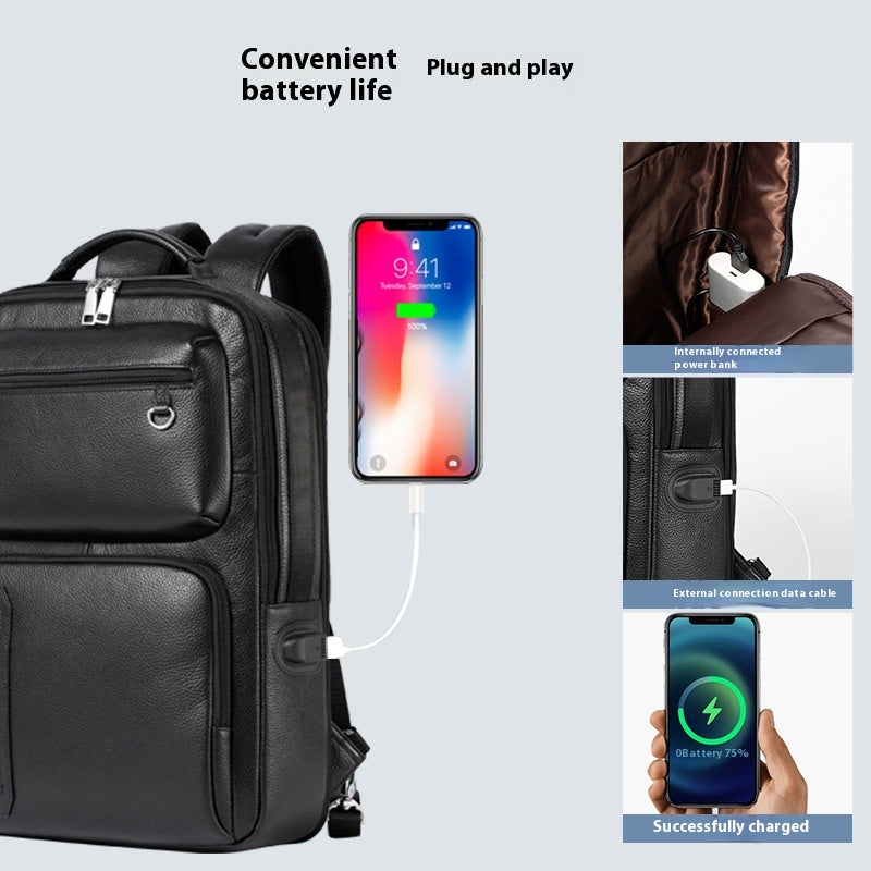 Litschi-Muster Laptop-Rucksack aus Rindsleder