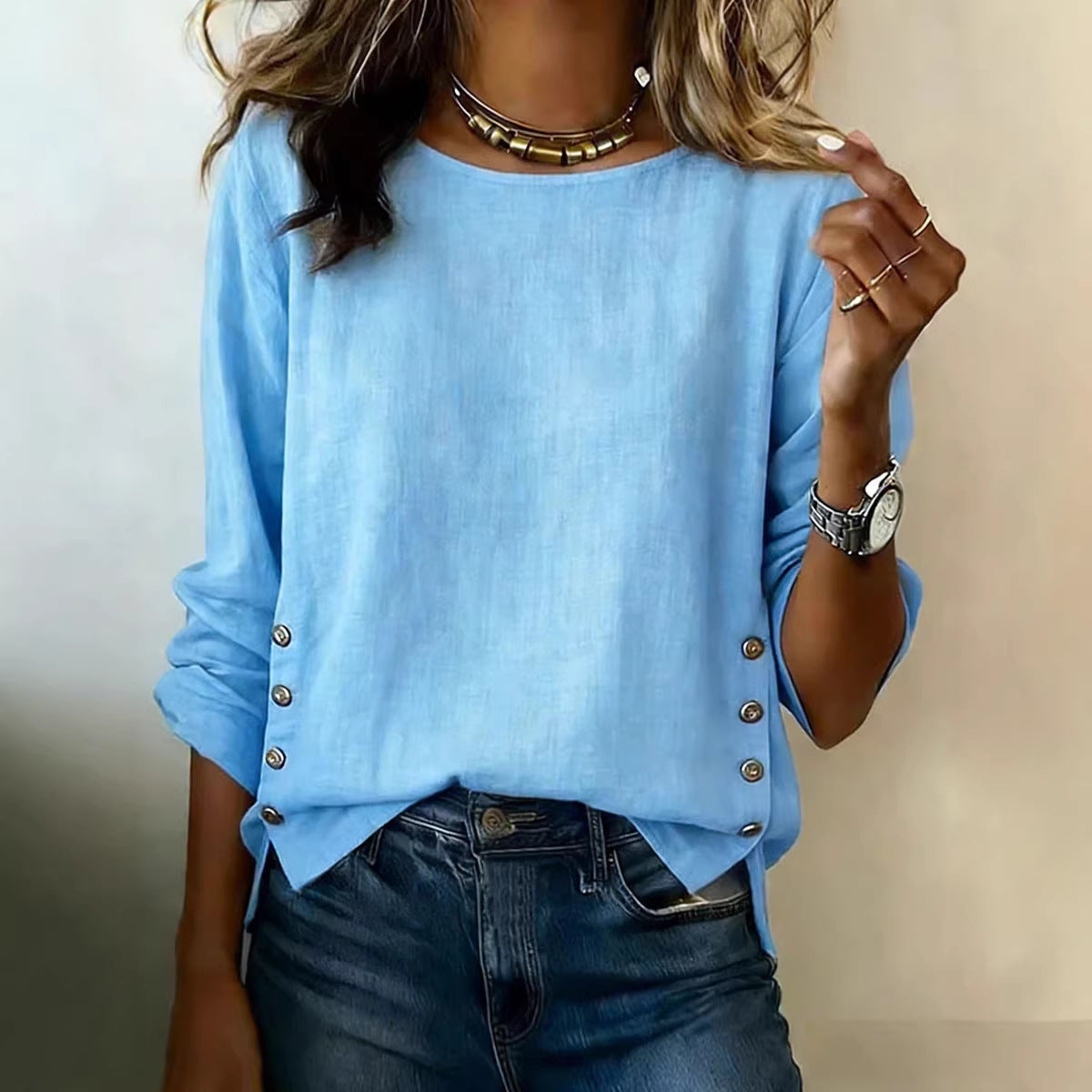 Damen T-Shirt aus Leinen-Baumwoll-Mix