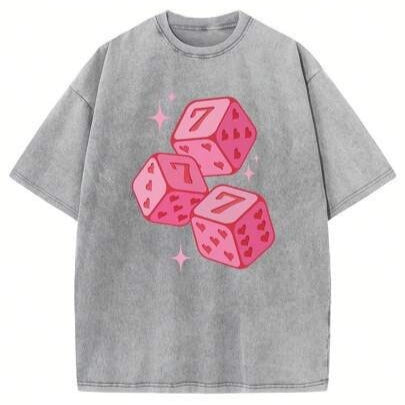 Rosa Würfel mit Sternen Grafik-Print Streetstyle Herren-Shortsärmel-Sh