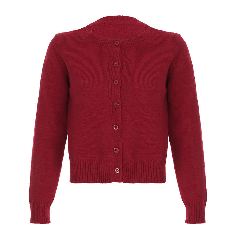 Strick-Cardigan mit Rundhals und Knöpfen