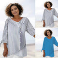 Gestreiftes V-Neck Top für Damen