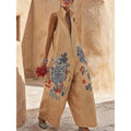 Ärmelloser Baumwoll-Leinen Jumpsuit mit Stehkragen