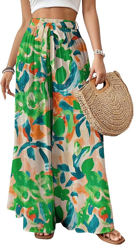 Flowing Floral Wide-Leg Hose für Damen