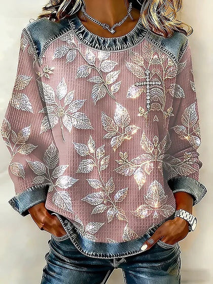 Retro-Pullover mit Druckmotiv