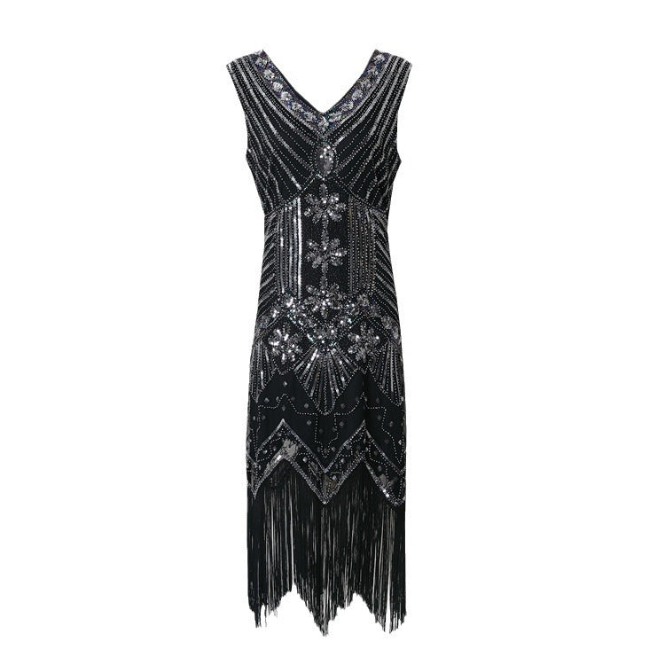 Retro Paillettenkleid mit Perlen