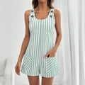 Gestreifter ärmelloser Leinen-Playsuit