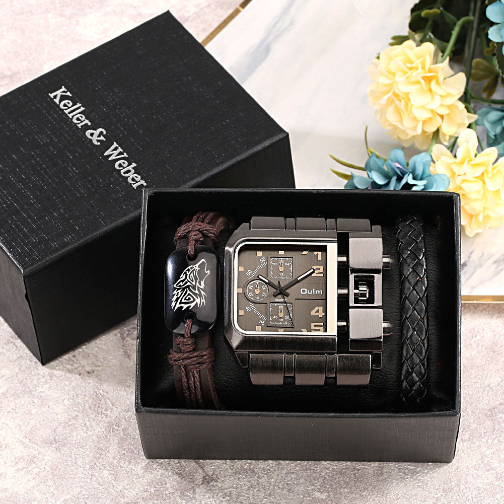 Herren Quarzuhr mit grossem Zifferblatt & Armband-Set – Bild 4 | LuxeStyle